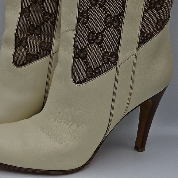 Gucci Cream and Brown Heeled Boots - Picture 17 of 17